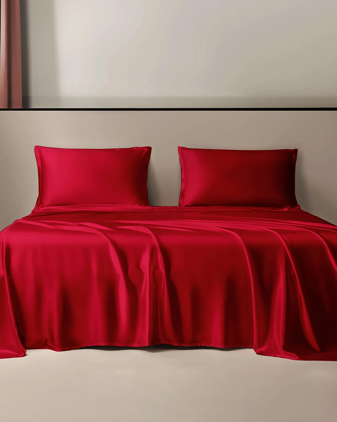 Pure Silk Flat Sheet, Red