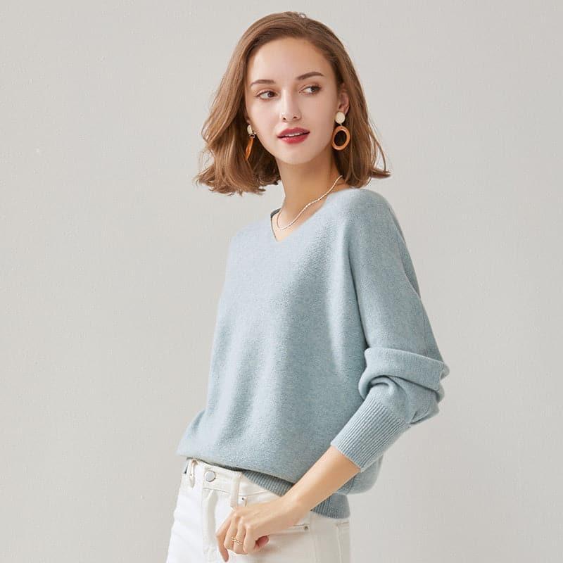 Sexy V-Neck Cashmere Sweater - Daisysilk