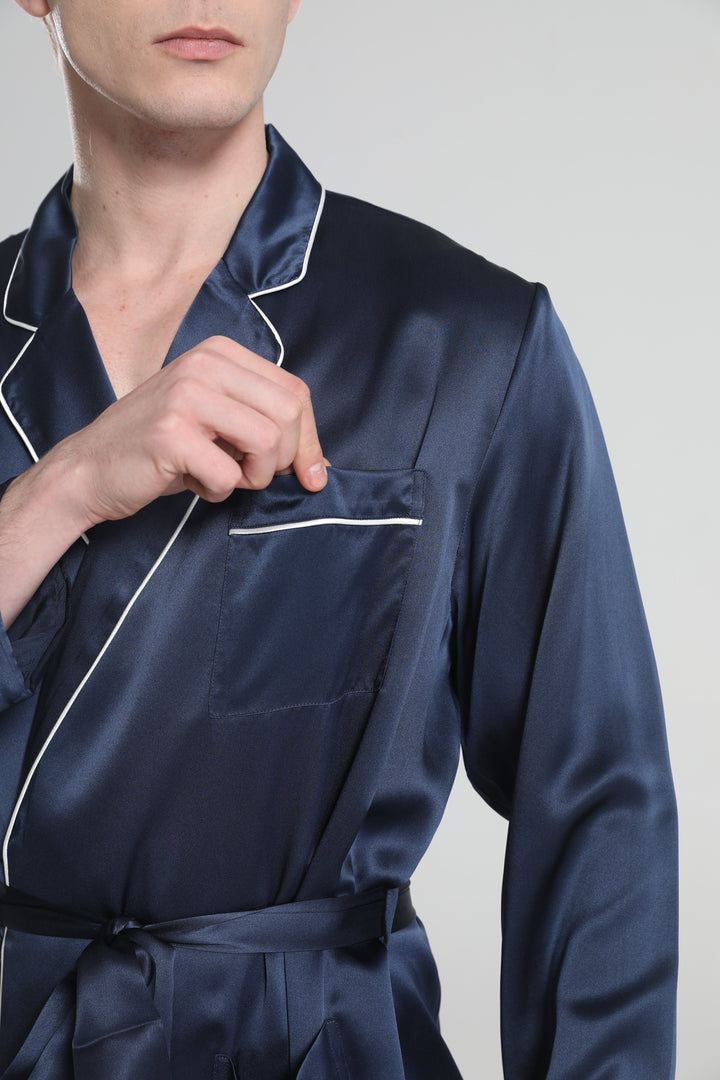 Classic Sleep Robe Pajamas For Men, Navy
