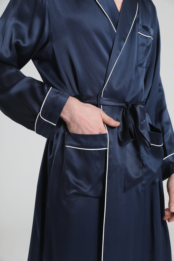 Classic Sleep Robe Pajamas For Men, Navy