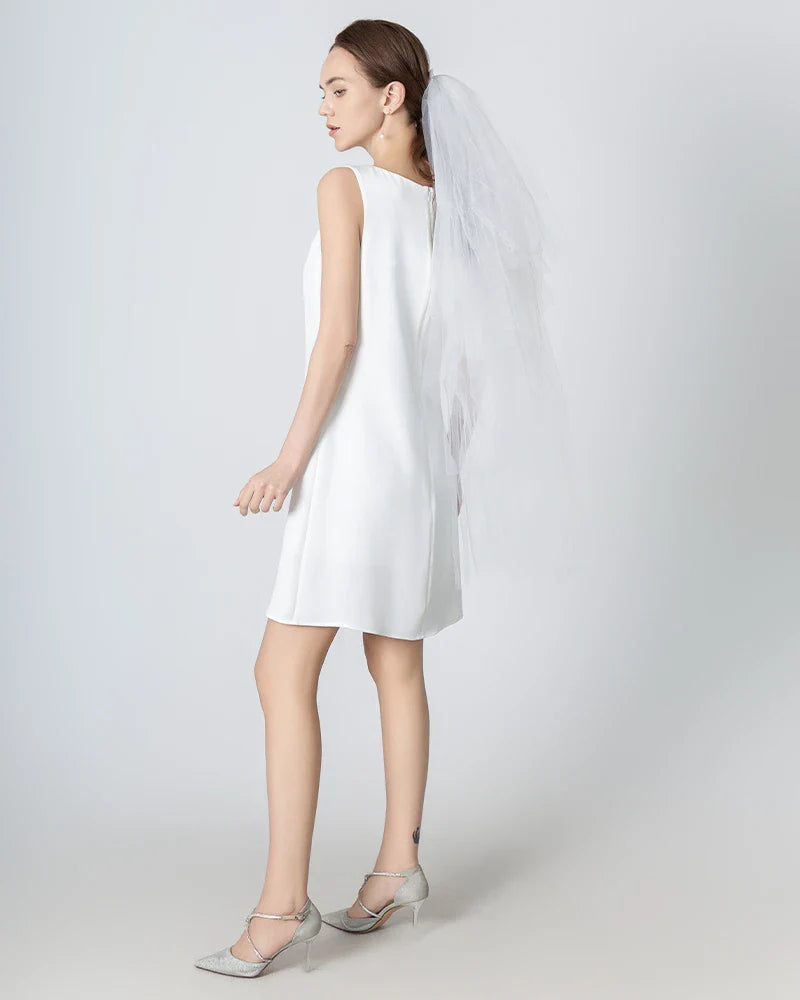 40 Momme A-line Silk Dress, White