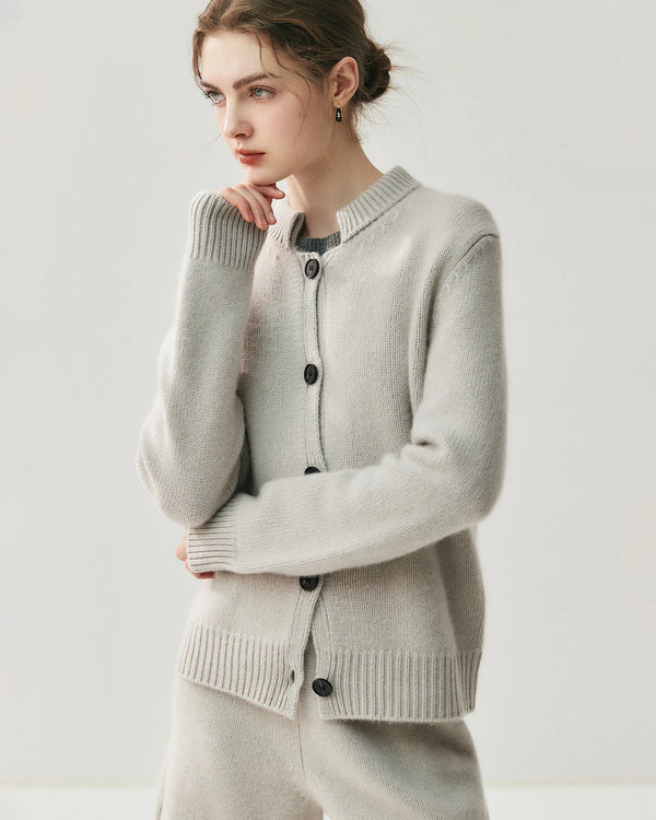 Women's Cashmere Wool Knit Cardigan and Shorts Set