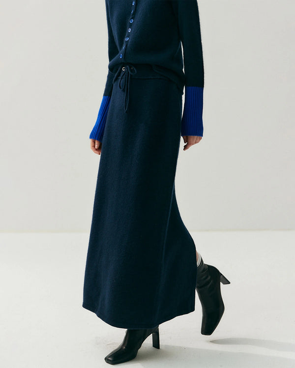 Cashmere Wool Long Straight Knit Skirt