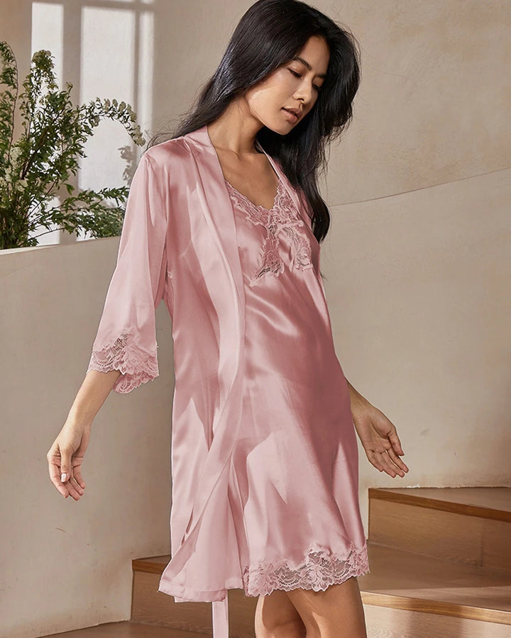 Washable Silk Atelier Seduction Robe, Pink