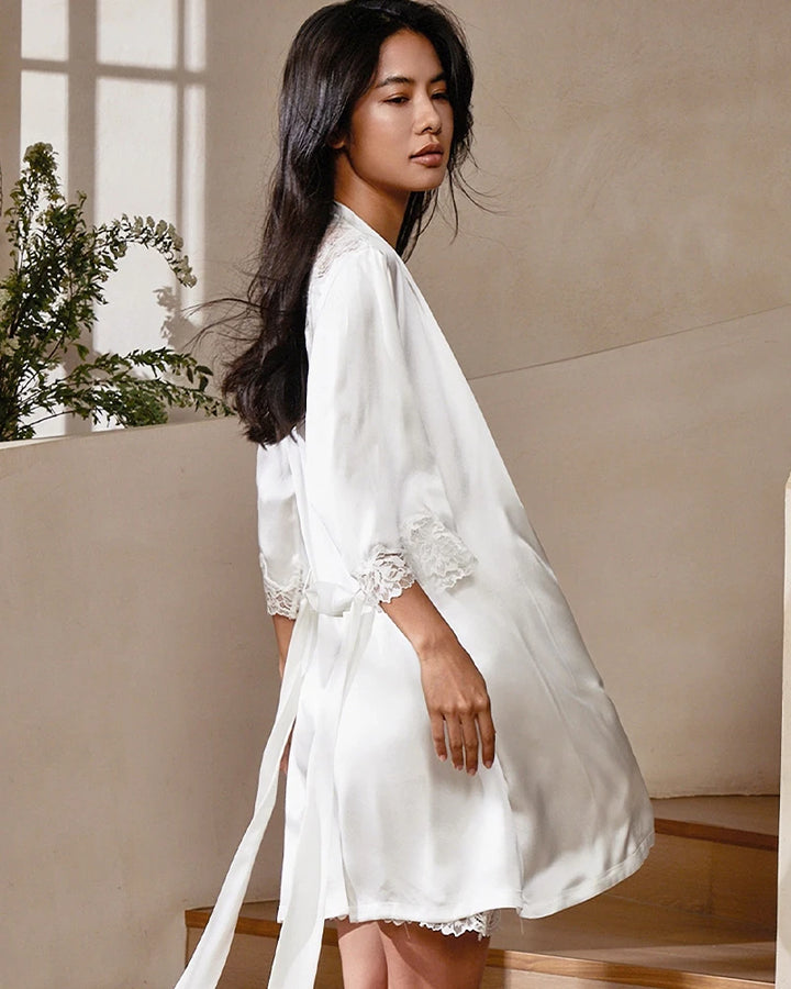 Washable Silk Atelier Seduction Robe, White