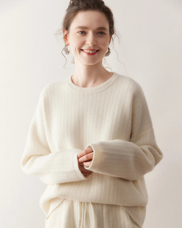 Women's Cashmere Wool Knit Sweater and Shorts Set