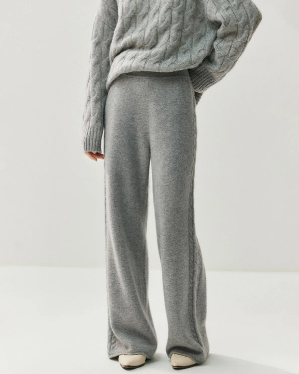 Women's Cashmere Wool Wide Leg Knit Pants