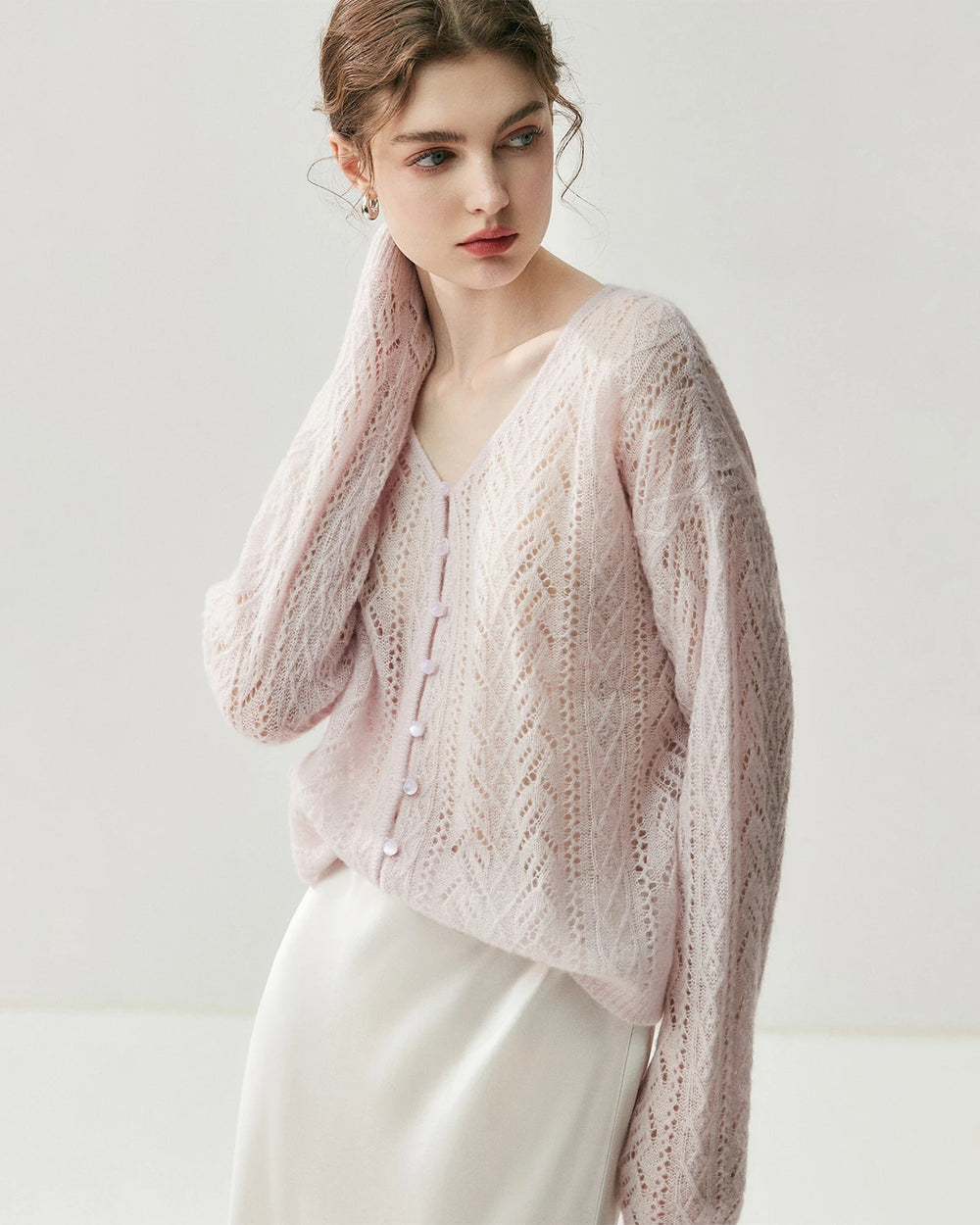 DaisySilk Silk Cashmere V Neck Cardigan Women's Cashmere Sweater
