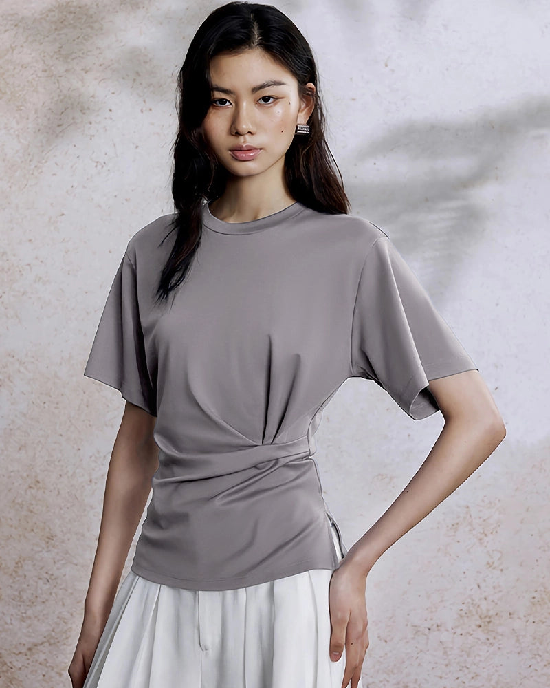 Women’s Silk Jersey with Pleated Waist, Grey