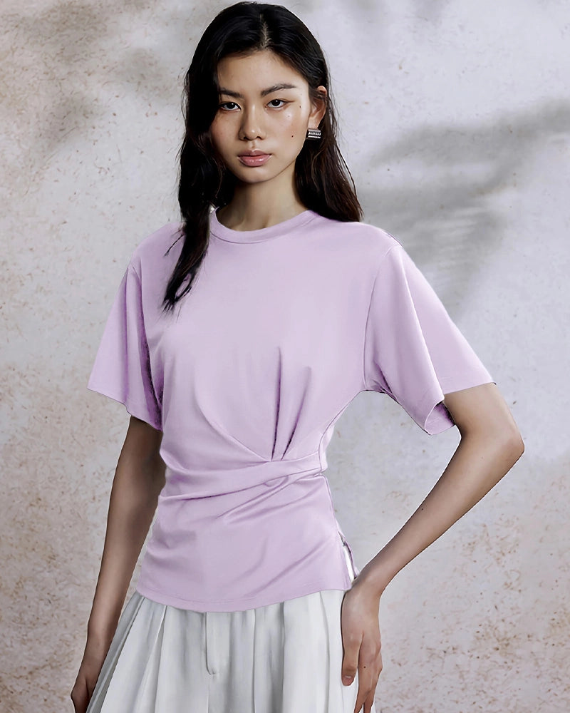 Women’s Silk Jersey with Pleated Waist, Purple