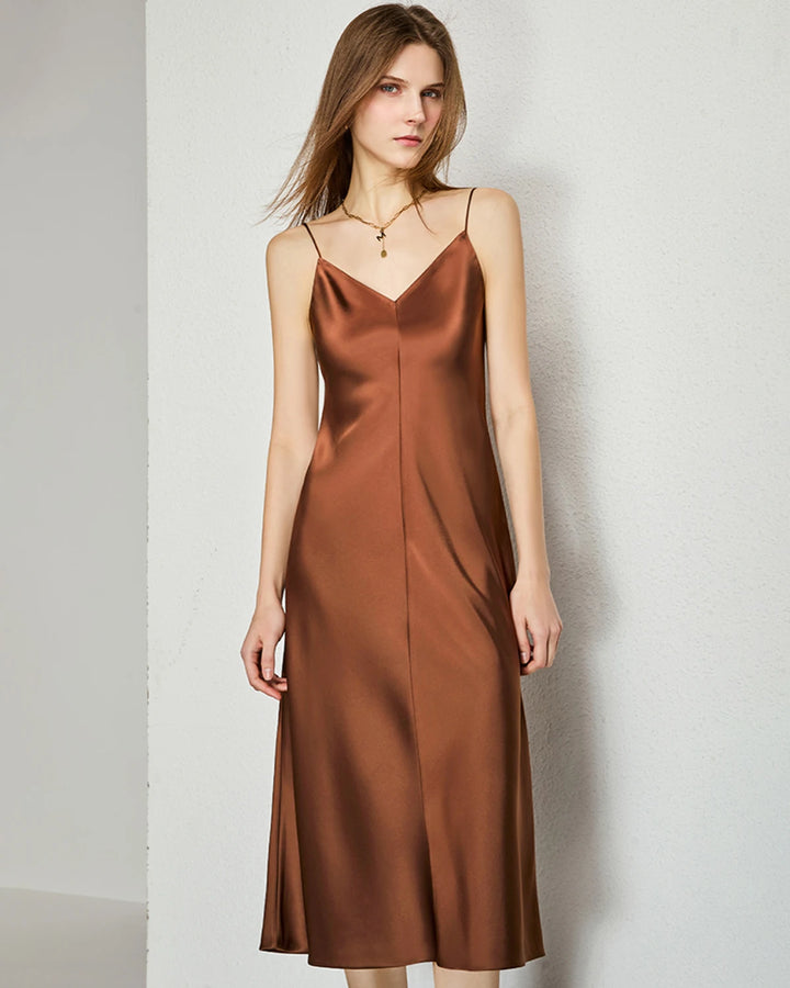 DaisySilk Elegant Silk Slip Dress | V-Neck Midi Dress in 100% Silk Satin DAISYSILK CA DaisySilk Elegant Silk Slip Dress | V-Neck Midi Dress in 100% Silk Satin DAISYSILK CA