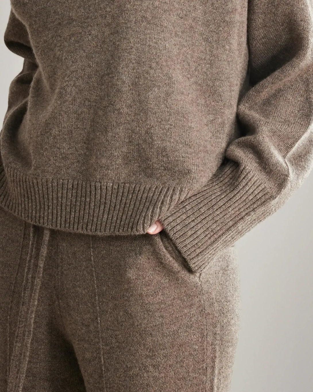 Loft Hooded Cashmere Sweater, Taupe