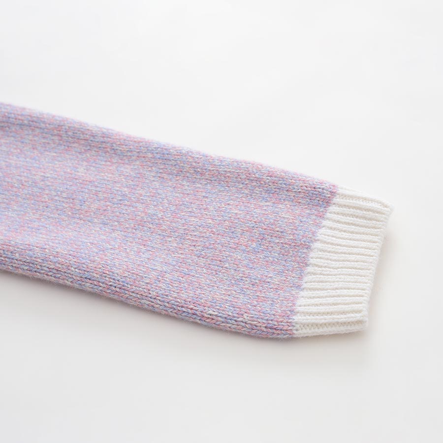 Lilac Cashmere Cardigan with Pearl Button, Lilac and White