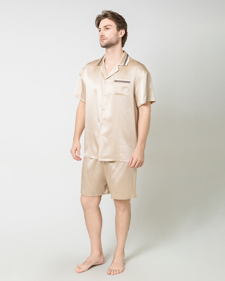 Men's Classic Silk Short Pajamas Set, Champagne