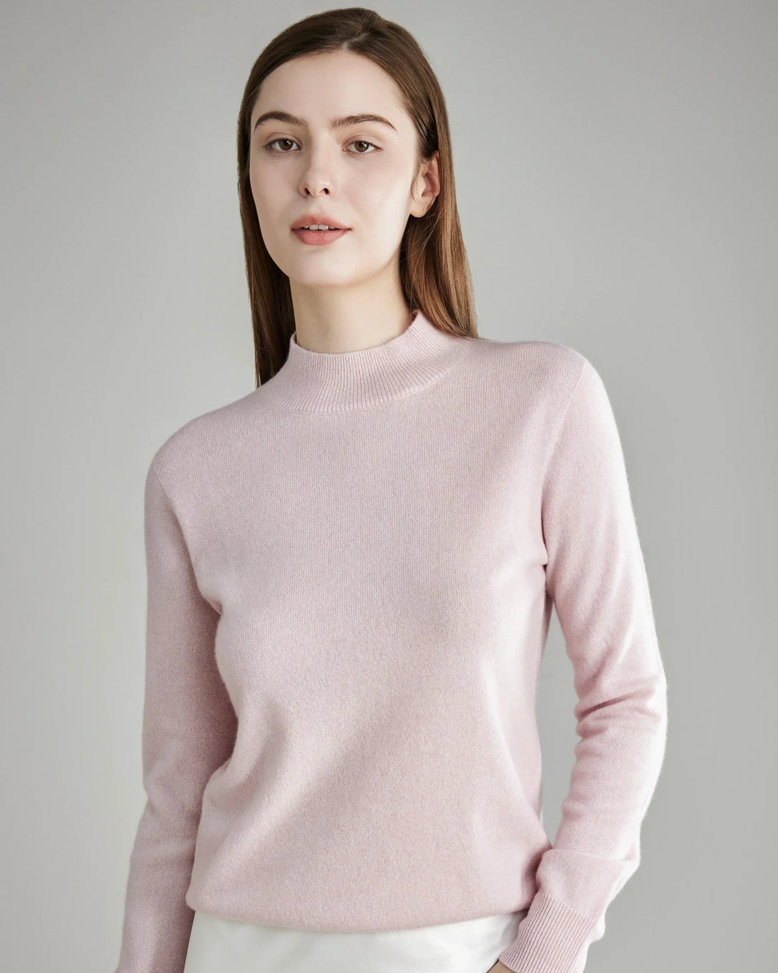 Mock Neck Cashmere Sweater, Pink