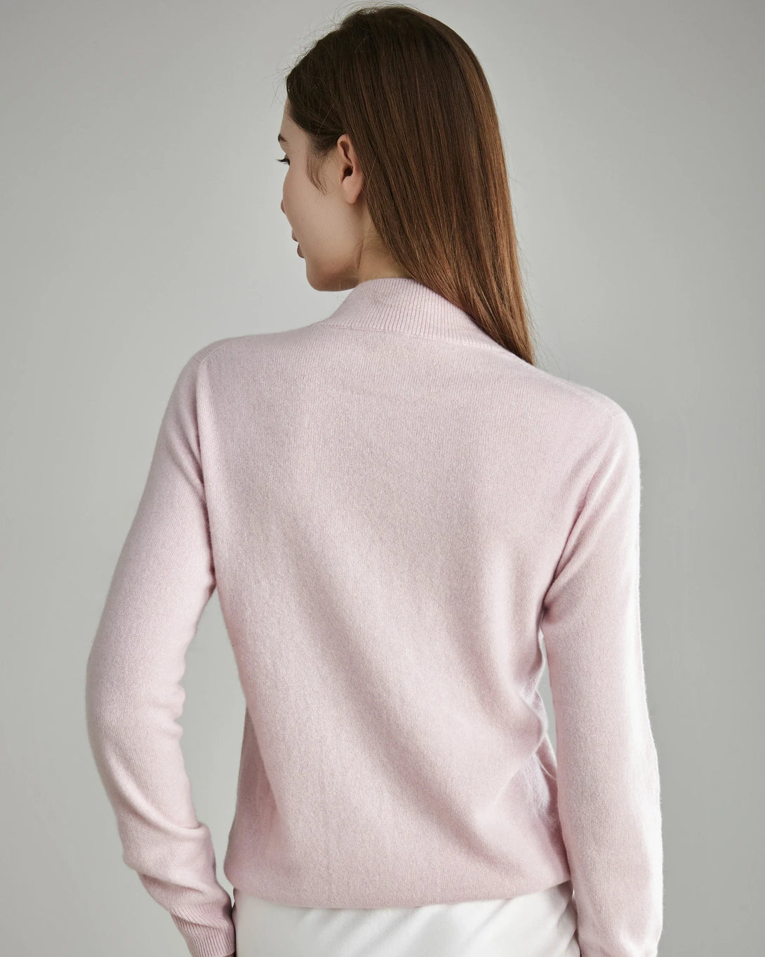 Mock Neck Cashmere Sweater, Pink