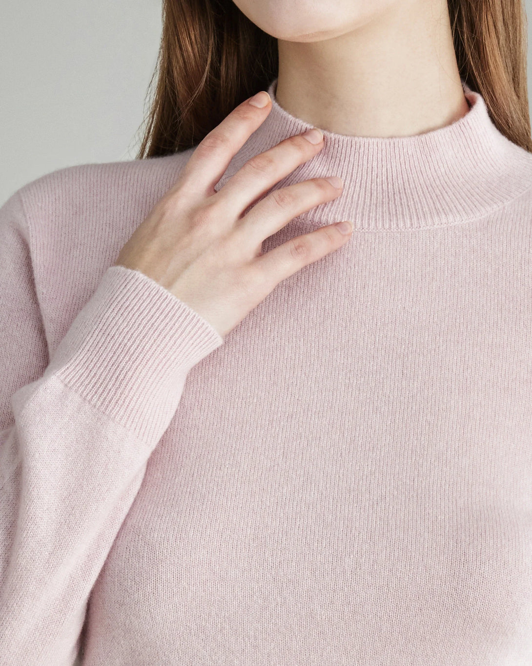 Mock Neck Cashmere Sweater, Pink