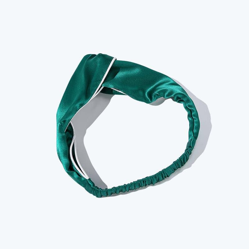 Piping Elastic Silk Hair Bands For Ladies, Dark Green