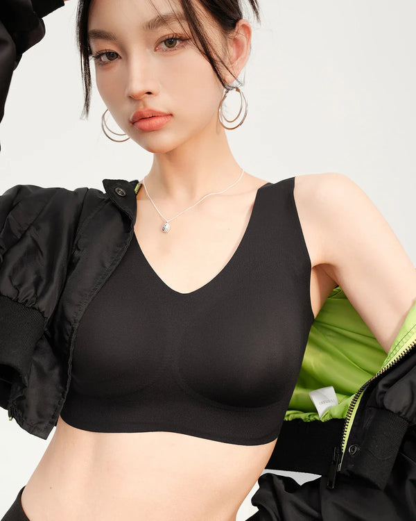 Seamless Wide-Strap Silk Bra