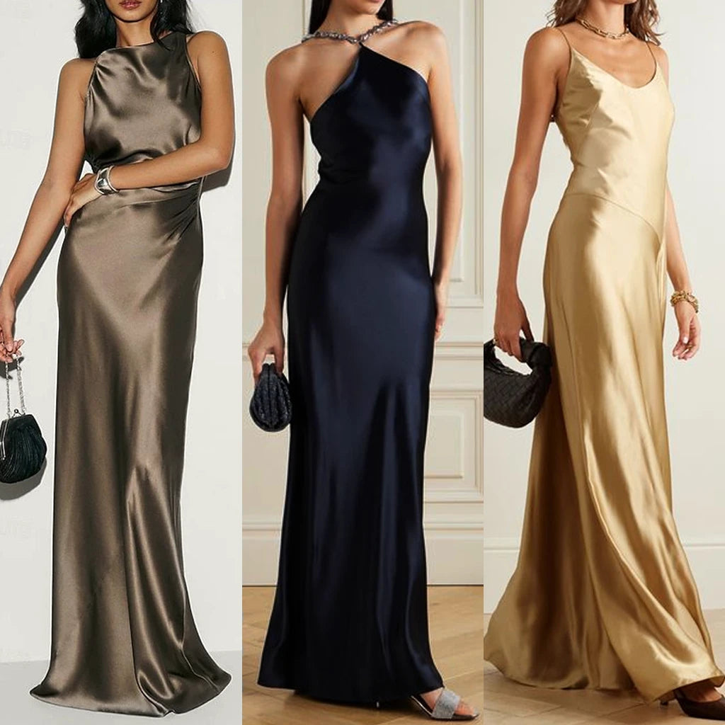 Halter Neck Maxi Silk Dress Prom Dress Bridesmaid Dress Pleate halter-neck-maxi-silk-dress-prom-dress-bridesmaid-dress-pleate