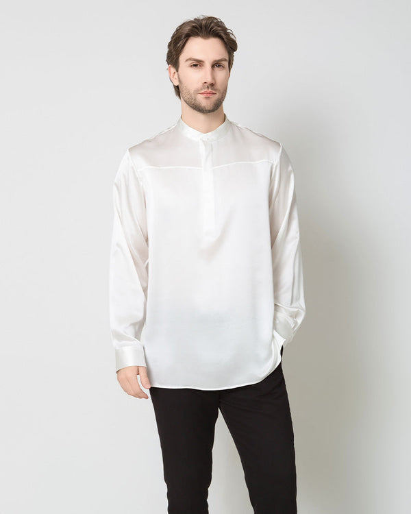 Silk Men's Casual Long Sleeve Shirt