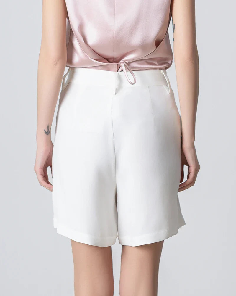 40 Momme Silk Bermuda Shorts, White