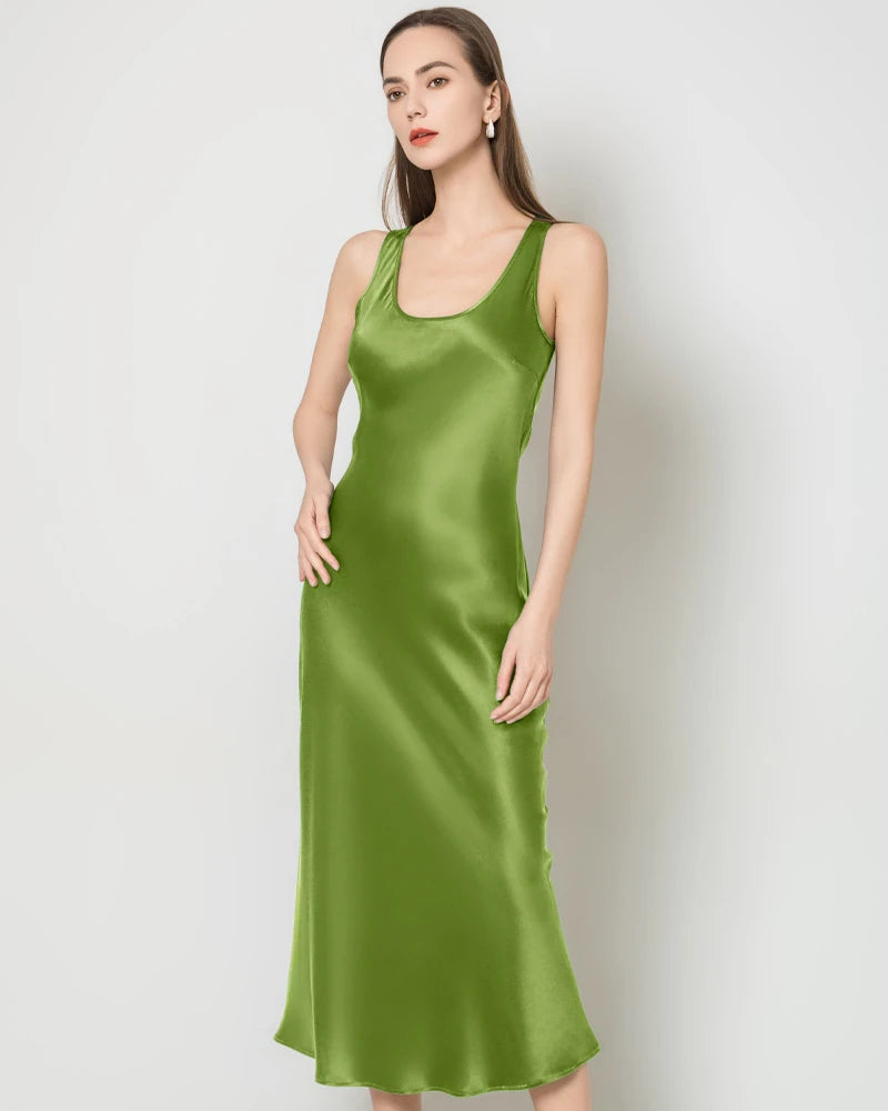 DaisySilk Silk Maxi Dress Round Neck Slip Dresses – DAISYSILK CA