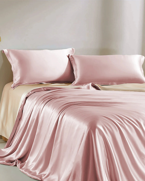 Dual Color Silk Bedding Set 4PCS