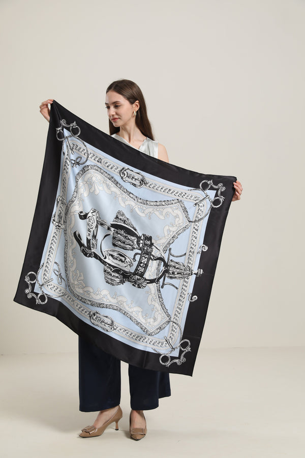 Vintage Silk Scarf,  Black
