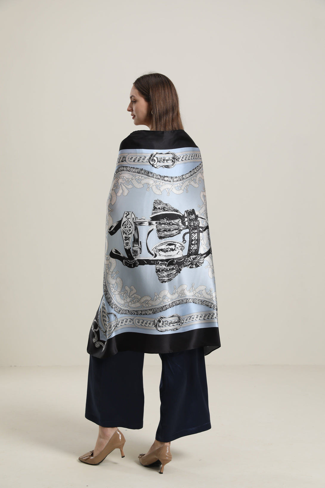 Vintage Silk Scarf,  Black