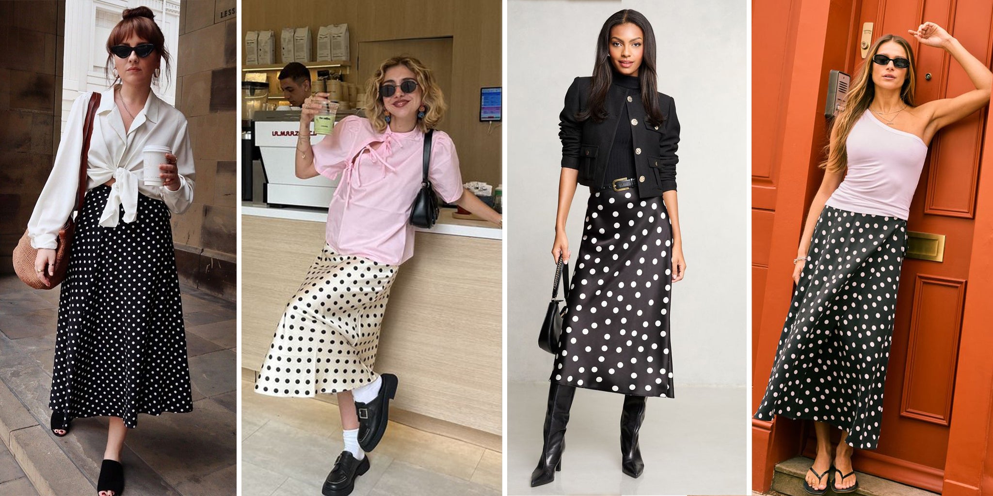 スカート theory polkadot silk skirt This Is the Best 2025 Skirt Trend to Wear With Sneakers